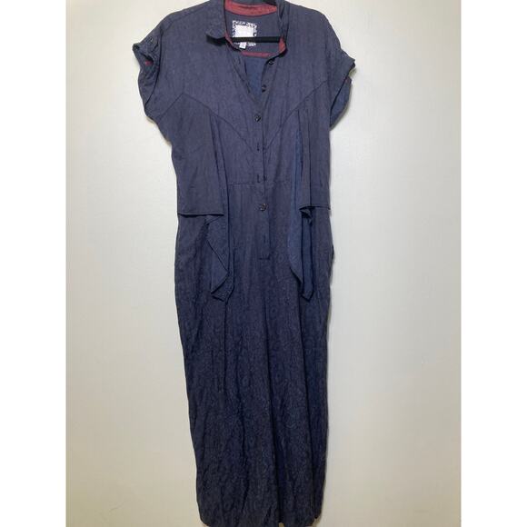 Anthropologie Navy Jacquard Print Jumpsuit Sz 15 - Picture 1 of 2